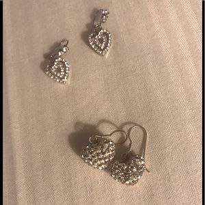 Two Pairs Heart Crystal Earrings
